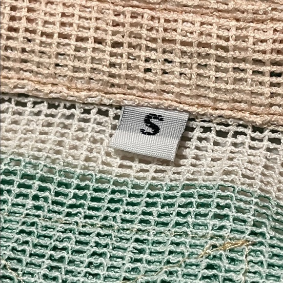 Gacaky Button Down Shirt Sz S Swimsuit Beach Shirt Tops Green & White Striped - Picture 6 of 9